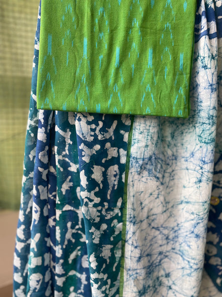 Embroidered Pallu, Mul cotton hand block printed saree