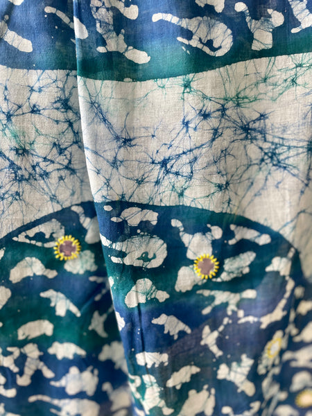 Embroidered Pallu, Mul cotton hand block printed saree