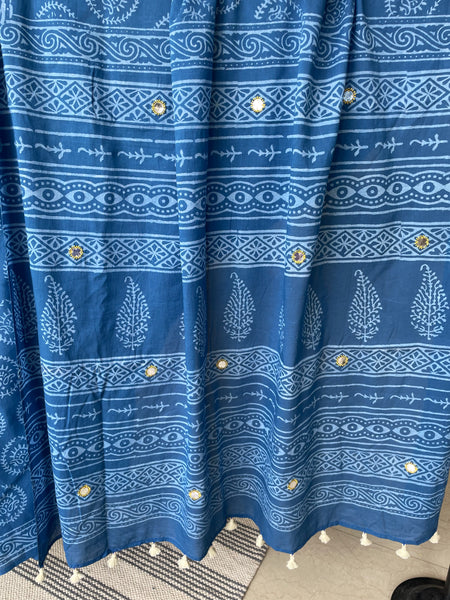 Embroidered Pallu, Mul cotton hand block printed saree