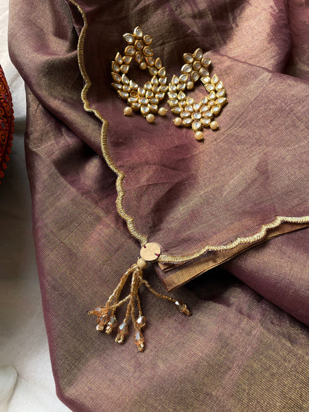 Jaal Embroidery on BP- Tissue Chanderi Handwoven Saree
