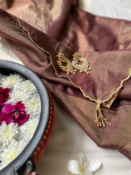 Jaal Embroidery on BP- Tissue Chanderi Handwoven Saree