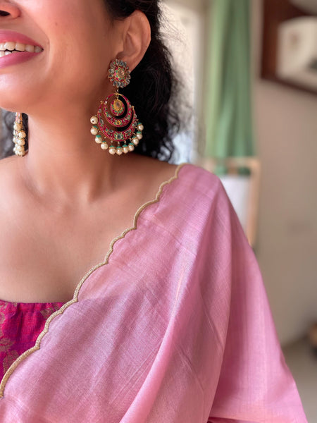 Tissue Chanderi Handwoven Saree - Booti pallu