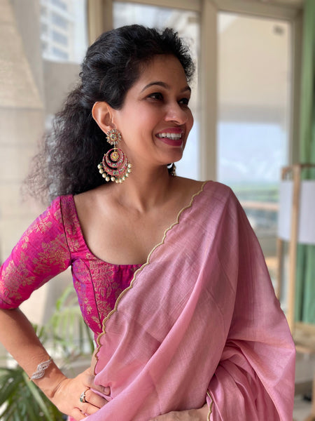Tissue Chanderi Handwoven Saree - Booti pallu