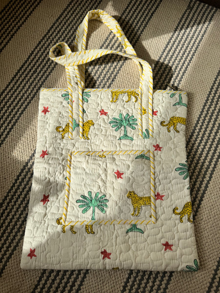 Cotton blockprinted quilted shoulder bag