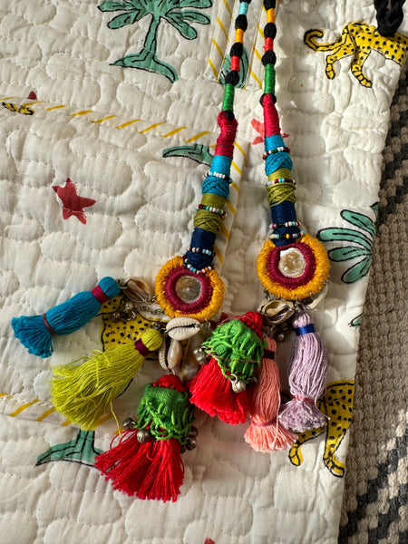 Cotton blockprinted quilted shoulder bag + Bag Charm
