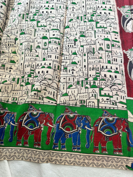 Kalamkari blockprinted cotton mul saree