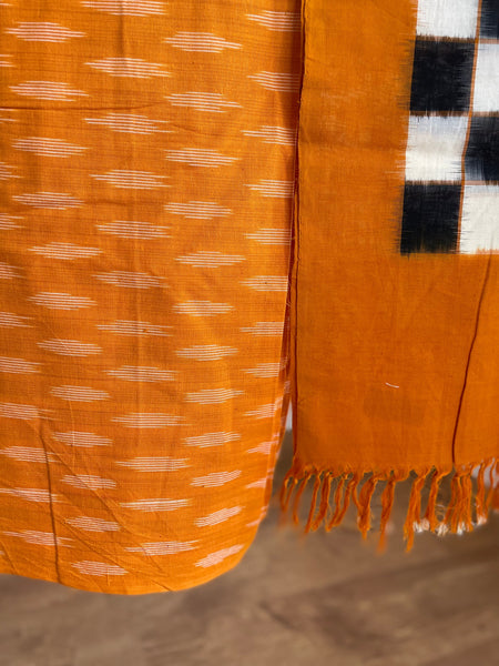 2pc Pochampally Ikat Cotton Suit Material with Double Ikat Dupatta