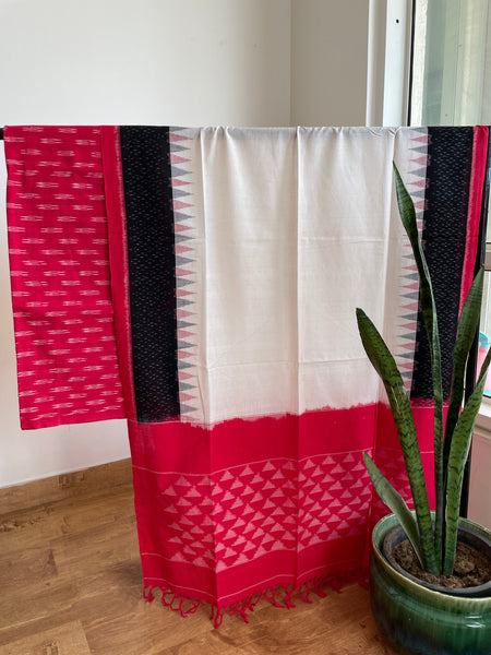 2pc Pochampally Ikat Cotton Suit Material with Double Ikat Dupatta