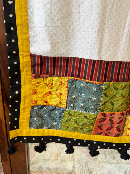 Bird Patchwork dupatta / stole - Blue