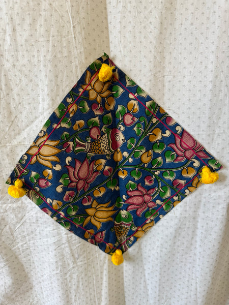 Bird Patchwork dupatta / stole - Blue