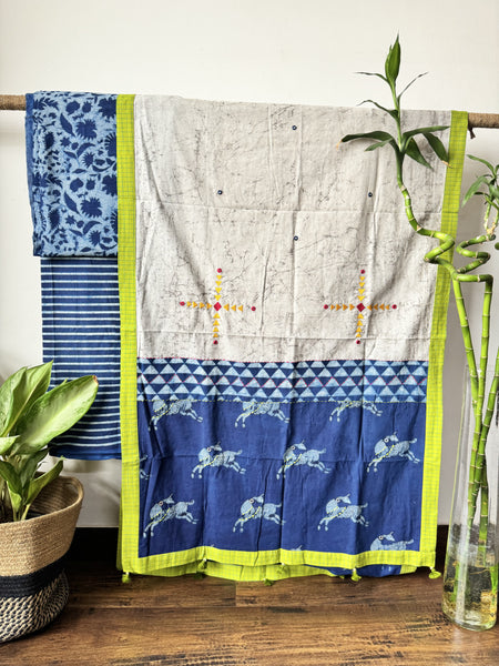 3 Piece Cotton Suit Material - patchwork & embroidery