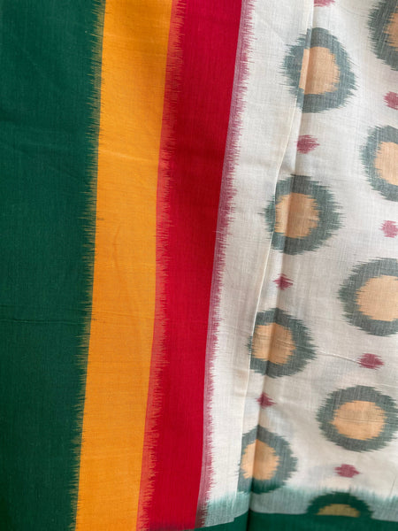 2pc Pochampally Ikat Cotton Suit Material with Double Ikat Dupatta