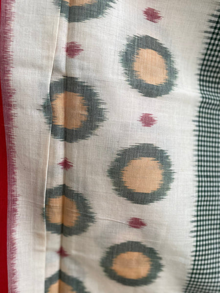 2pc Pochampally Ikat Cotton Suit Material with Double Ikat Dupatta