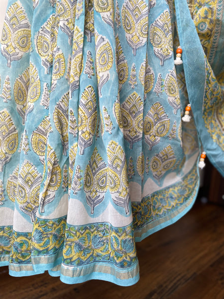 Chanderi Blockprinted Cotton Silk Saree