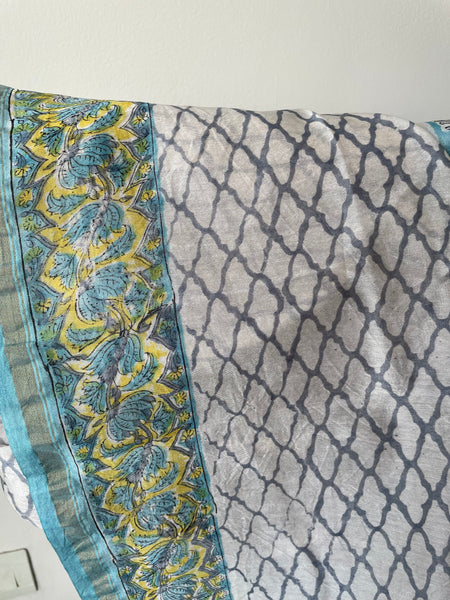 Chanderi Blockprinted Cotton Silk Saree