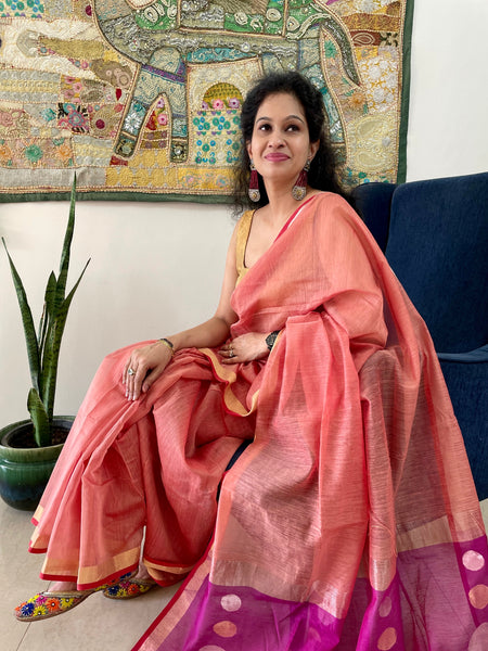 Handloom Cotton Silk Saree with JAMDANI weave on pallu