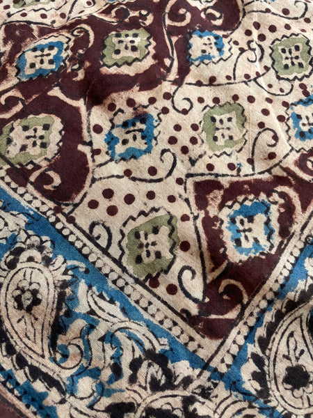 Block Printed Kalamkari Cotton Mul Saree