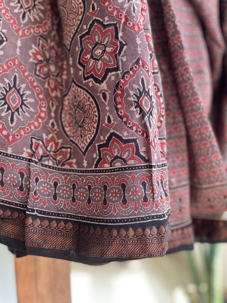 Ajrakh naturally dyed cotton silk saree