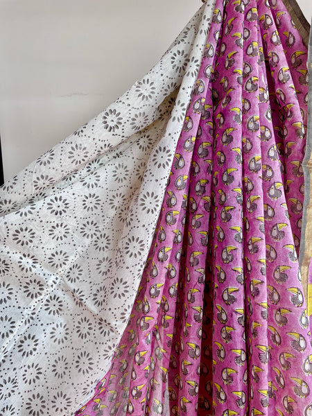 Chanderi Blockprinted Cotton Silk Saree
