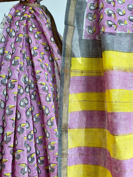 Chanderi Blockprinted Cotton Silk Saree