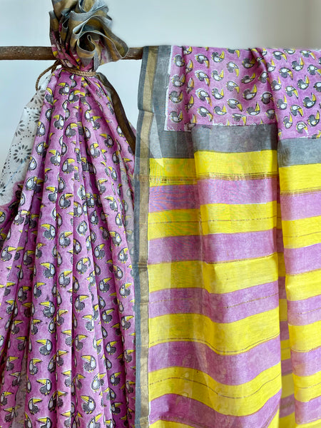 Chanderi Blockprinted Cotton Silk Saree