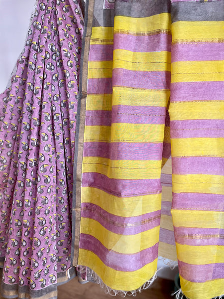 Chanderi Blockprinted Cotton Silk Saree