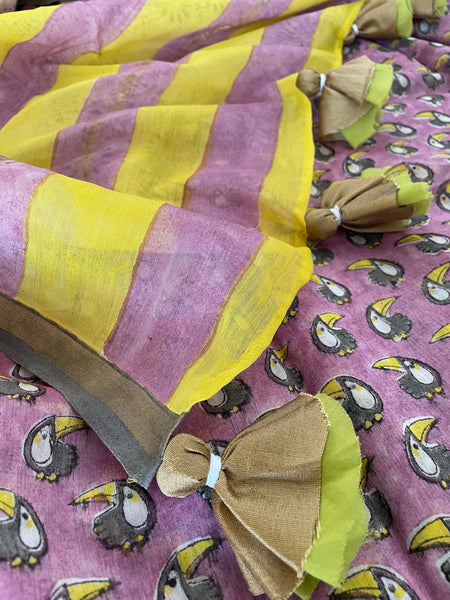 Chanderi Blockprinted Cotton Silk Saree