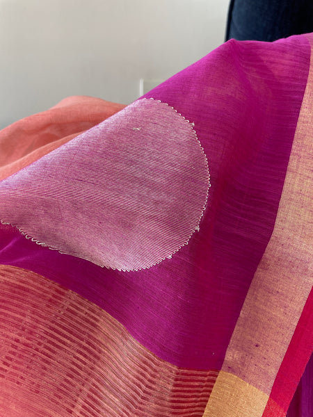 Handloom Cotton Silk Saree with JAMDANI weave on pallu