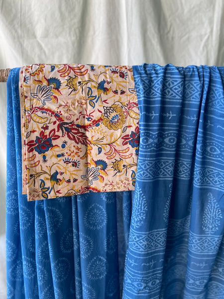 Mul cotton hand block printed saree