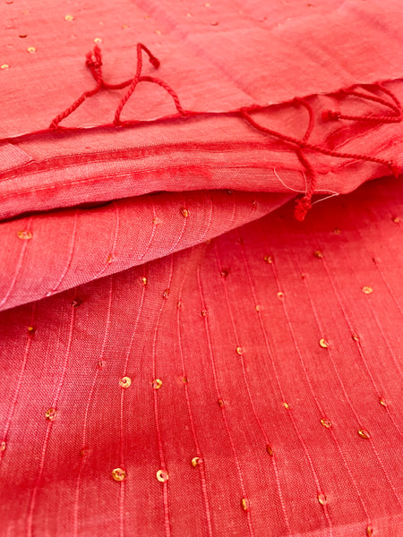 Woven sitara cotton saree- Peach