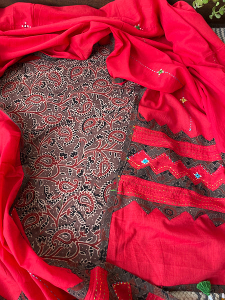 2 piece set - Ajrakh Handblock Cotton Kurta Set