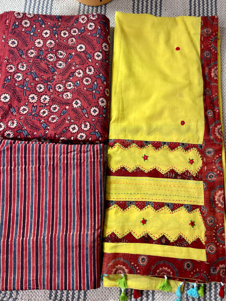 3 piece set - Ajrakh Handblock Cotton Kurta Set