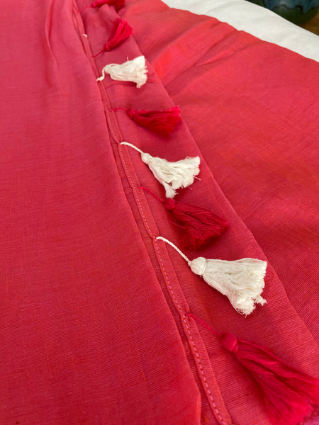 Plain Mul Cotton Saree - Carrot color