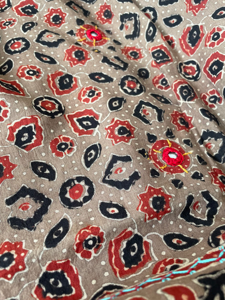 2 piece set - Ajrakh handblock cotton kurta with cotton dupatta