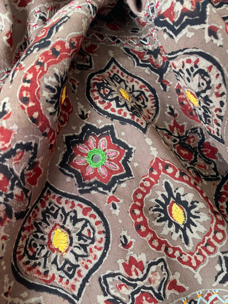 2 piece set - Ajrakh handblock cotton kurta with cotton dupatta