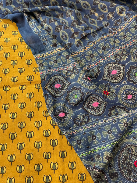 2 piece set - Ajrakh handblock cotton kurta with cotton dupatta