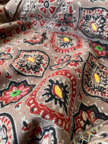 2 piece set - Ajrakh handblock cotton kurta with cotton dupatta