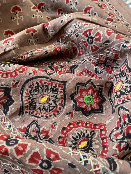 2 piece set - Ajrakh handblock cotton kurta with cotton dupatta
