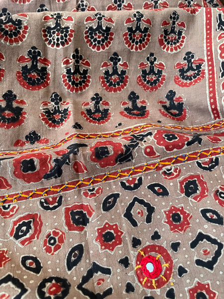 2 piece set - Ajrakh handblock cotton kurta with cotton dupatta