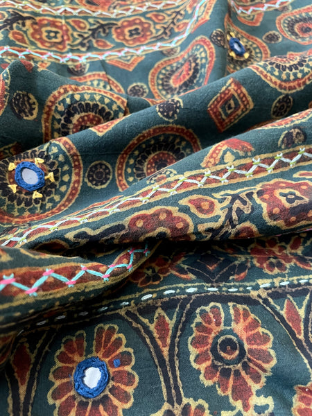2 piece set - Ajrakh handblock cotton kurta with cotton dupatta
