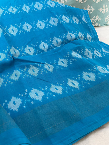 Woven Ikkat Pochampally Cotton saree with zari border