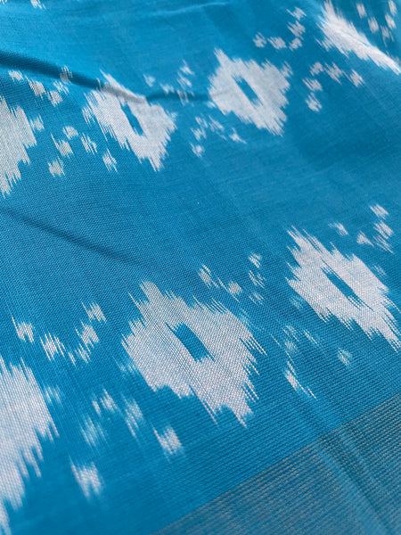 Woven Ikkat Pochampally Cotton saree with zari border