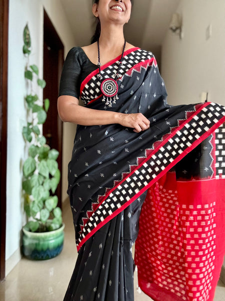 Woven double Ikkat Pochampally Cotton saree