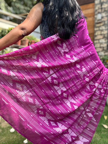 ताना-बाना- Cotton Handwoven Jamdani Saree - purple