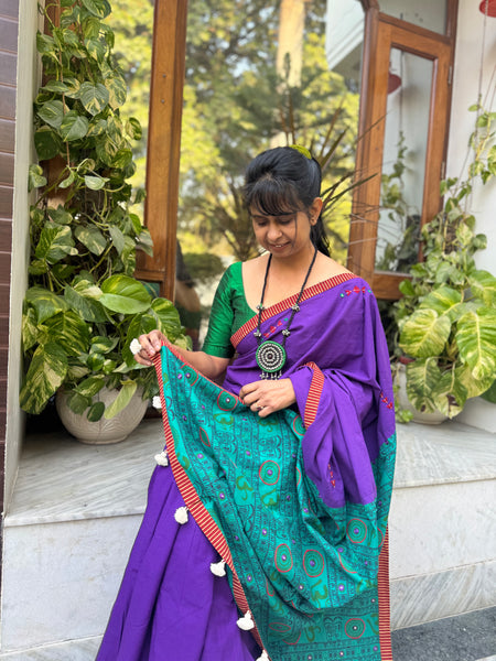 Embroidered Patchwork Cotton Saree