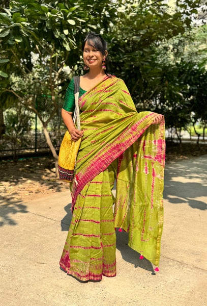 Chanderi Blockprinted Cotton Silk Saree