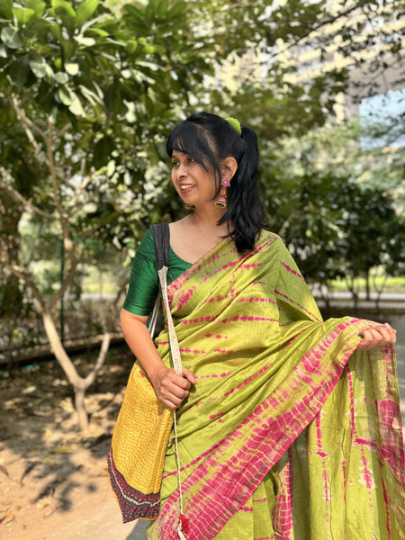 Chanderi Blockprinted Cotton Silk Saree