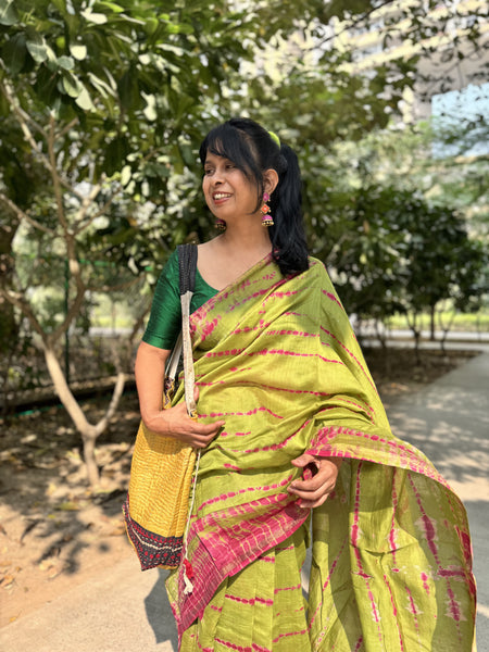 Chanderi Blockprinted Cotton Silk Saree