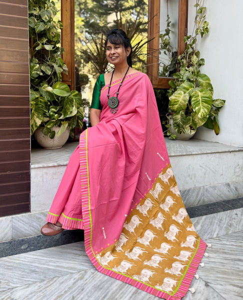 Embroidered Patchwork Cotton Saree