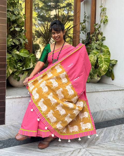 Embroidered Patchwork Cotton Saree